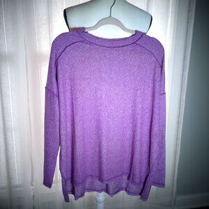 ZENANA Outfitters NWOT Long Sleeve Scoop Neck Heathered Purple Hi Lo Top L/XL